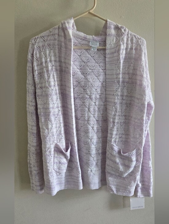 Falls Creek Sweaters - Falls Creek Lavender Open-Front Hooded Knit Cardigan Teen Juniors xl 14/16 Cozy